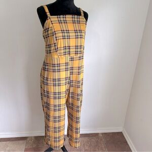 Vibe Sportswear Yellow Black Plaid Romper Adjustable Straps With Pockets Size 1X
